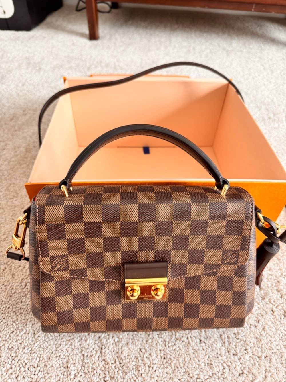 Louis Vuitton Brown Damier Ebene Small Top Handle Satchel with Gold Hardware - Picture 2 of 12
